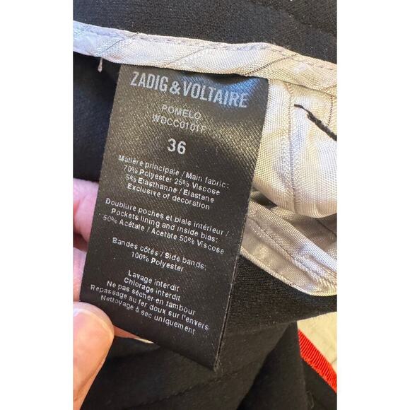 ZADIG & VOLTAIRE Trousers Dress Pants Satin Ribbon Leg Stripe Size 36 - Picture 5 of 5